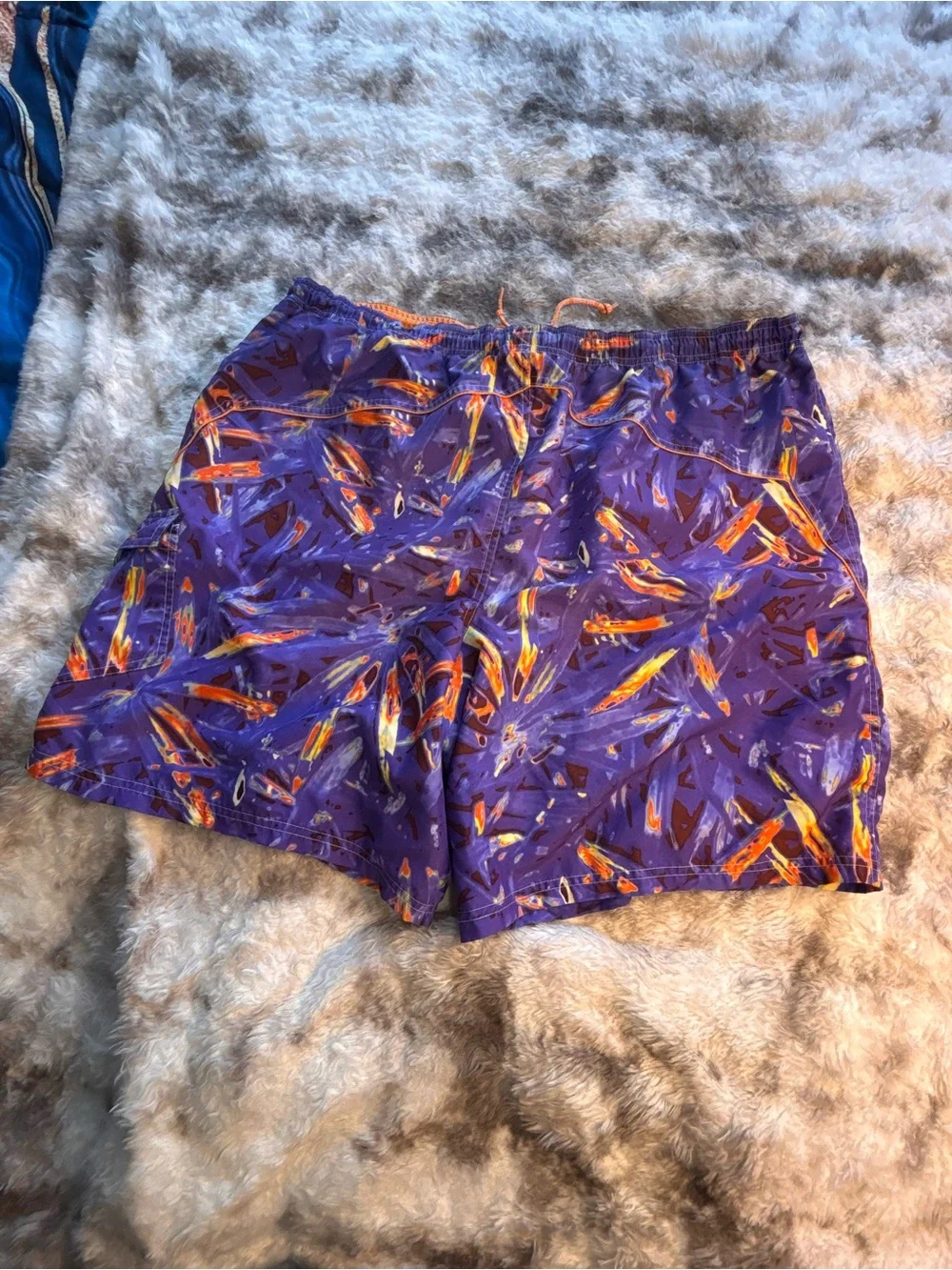 Joe Boxer Purple Swim Shorts with Orange and Yellow Surf Print